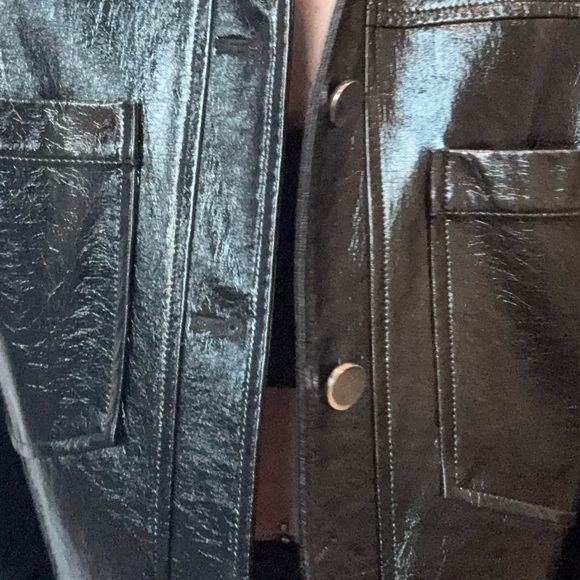 Faux cuir fake leather glossy black jacket - Picture 9 of 14